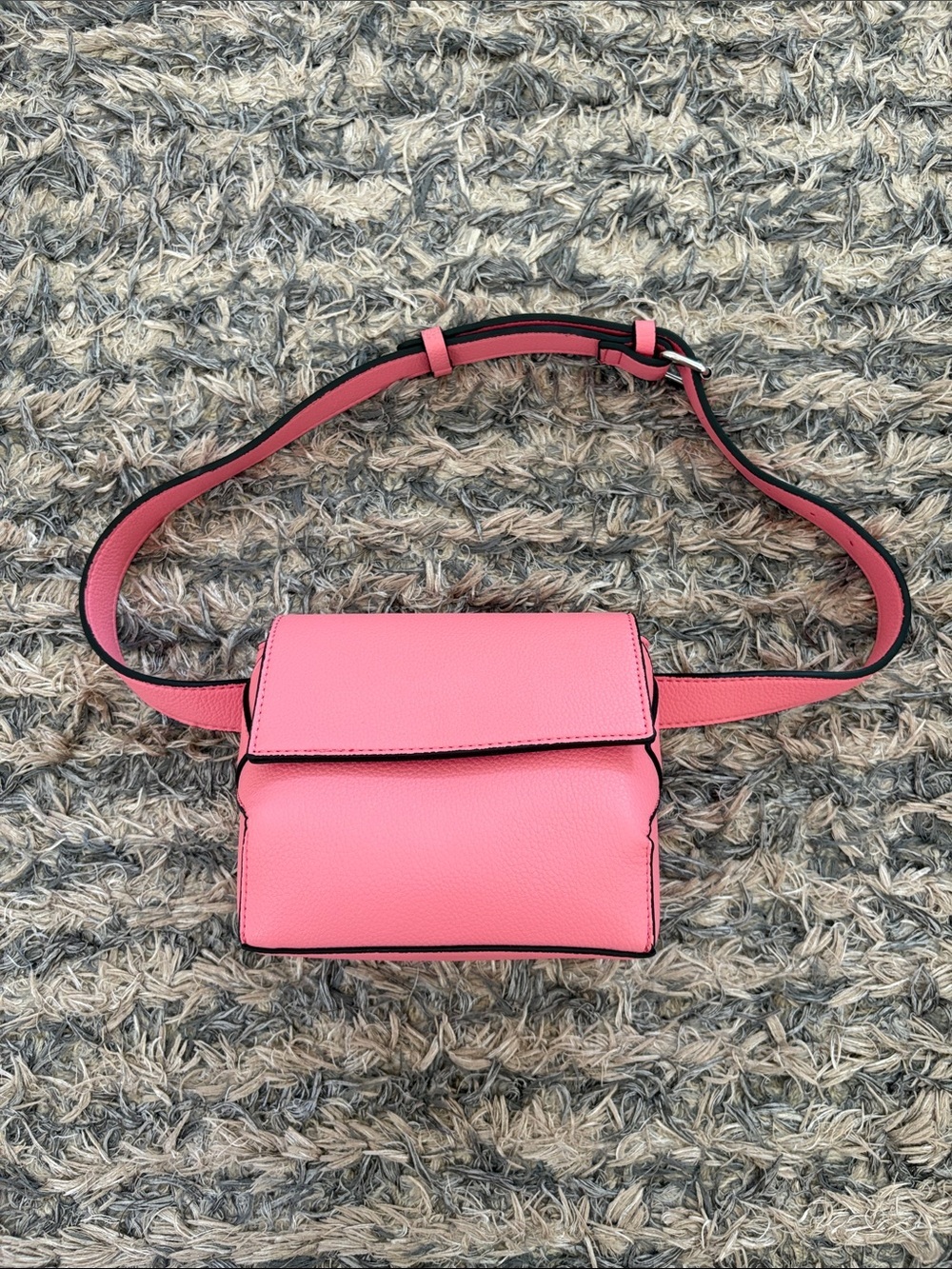 French Connection Pink Pebble PU Crossbody Belt Bag New!